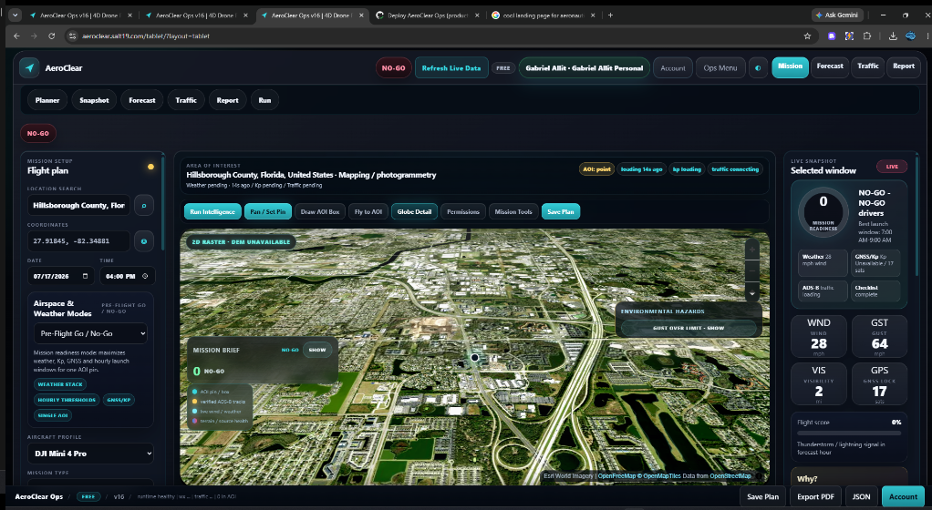 AeroClear responsive UAS mission-planning dashboard